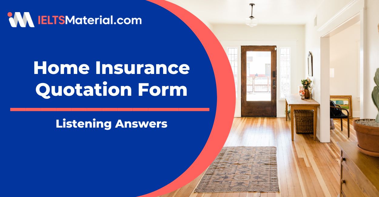 Main Insurance Quotation Form Listening Answers